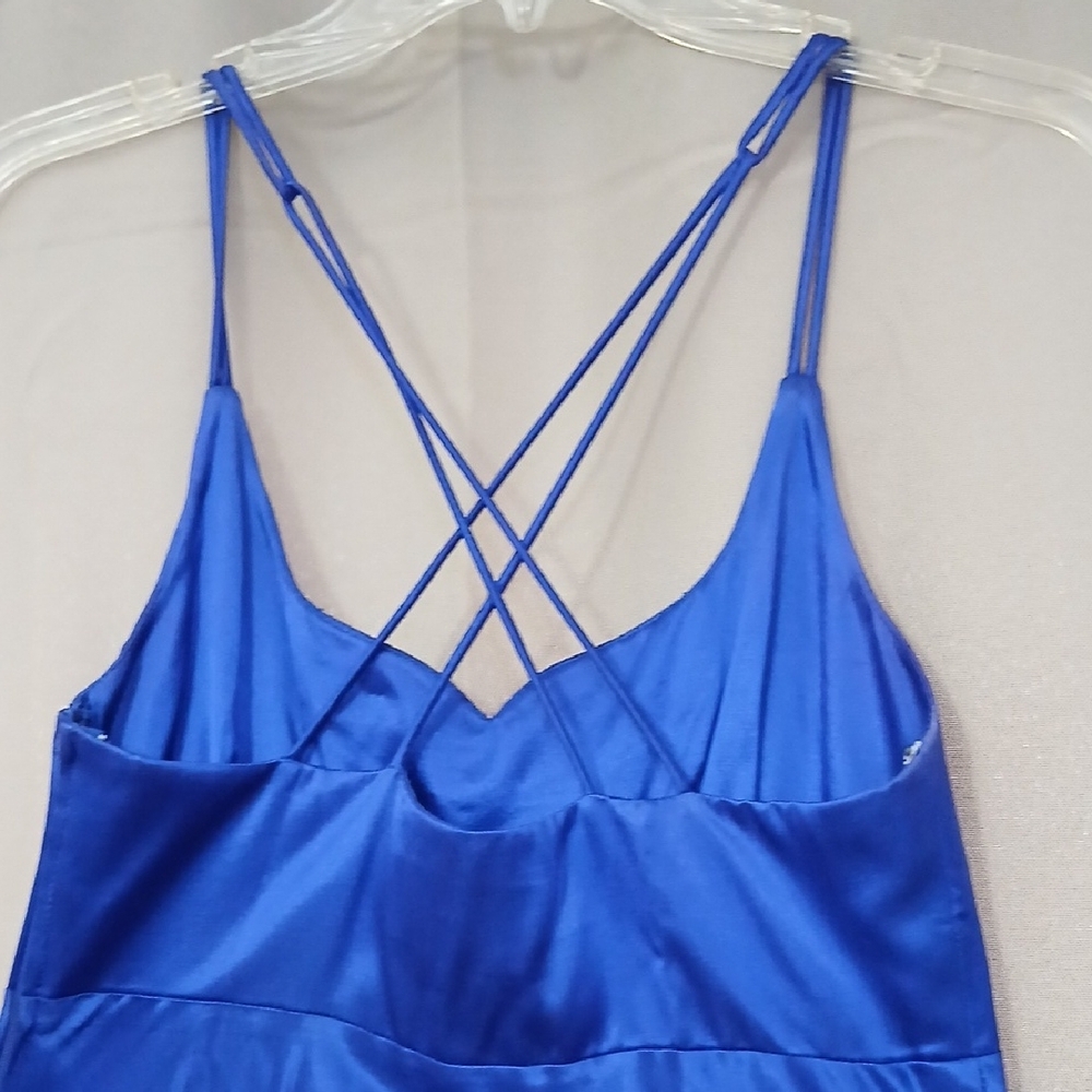 Vintage 1979 Zum Zum by Niki Livas Royal Blue Satin Chemise - Picture 2 of 3